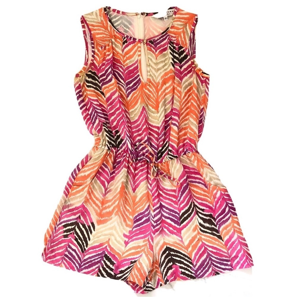 Trina Turk Colorful Chevron Silk Romper